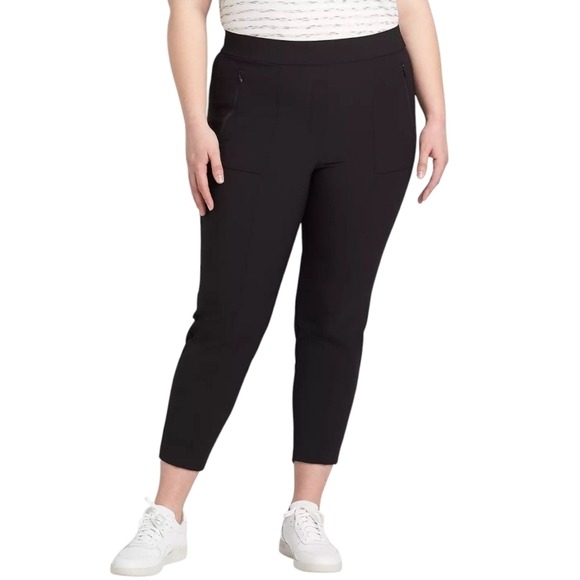 Lane Bryant On The Go Slim Ankle Pants Black High Rise Pull On Petite 12P - Picture 2 of 6